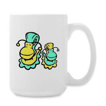 2 snail shell snails child dad mom family - Large Mug 440 ml - white - Right