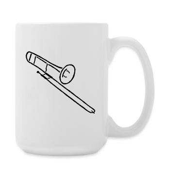Posaune Skizze Geschenk für Posaunisten - Große Tasse 440 ml - Weiß - Rechts