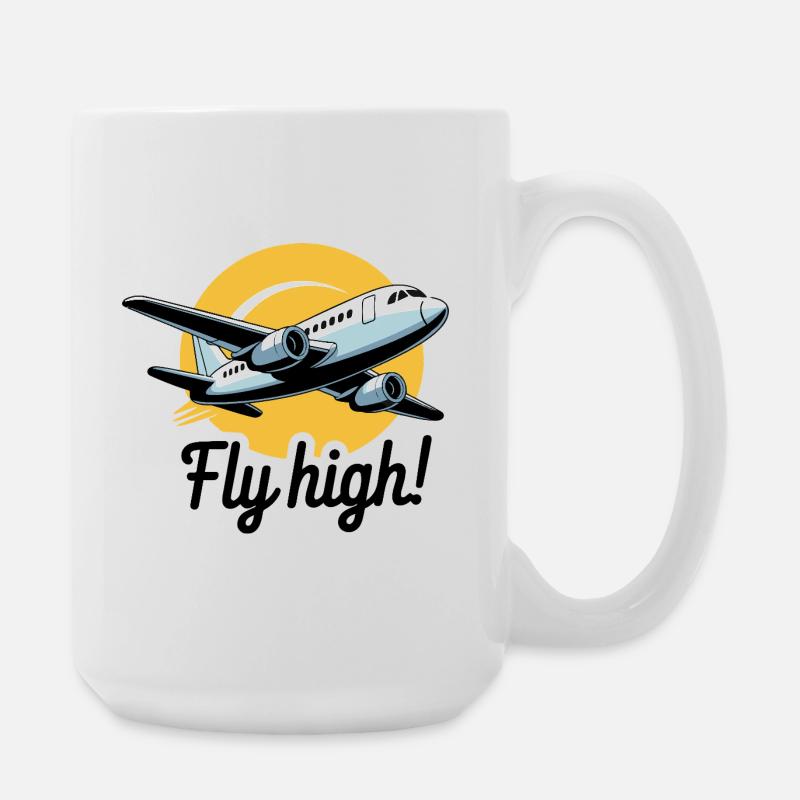 Airliner Flight Sun Fly High - Large Mug 440 ml - white