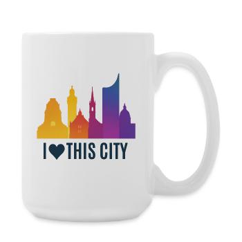 Herzstadt Skyline Gradient - Große Tasse 440 ml - Weiß - Rechts