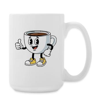 Cartoon Kaffeetasse Lustiger Kaffee Comic - Große Tasse 440 ml - Weiß - Rechts