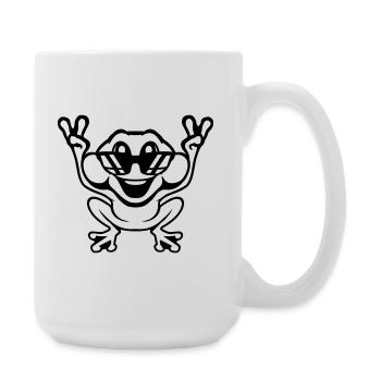 Frosch Kröte cool Sonnenbrille Victory Peace Hände - Große Tasse 440 ml - Weiß - Rechts