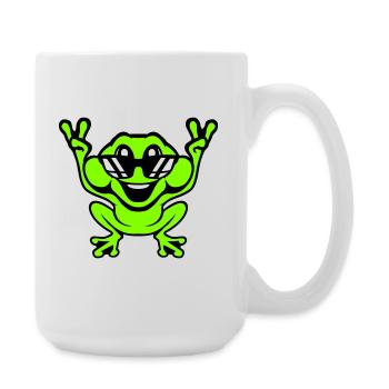 Frosch Kröte cool Sonnenbrille Victory Peace Hände - Große Tasse 440 ml - Weiß - Rechts