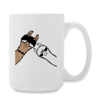2 Coole Lamas Sonnenbrillen Lustige Nerd Freunde - Große Tasse 440 ml - Weiß - Rechts