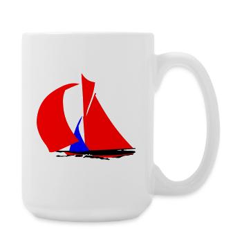 Roter Segelboot Silhouette - Große Tasse 440 ml - Weiß - Rechts