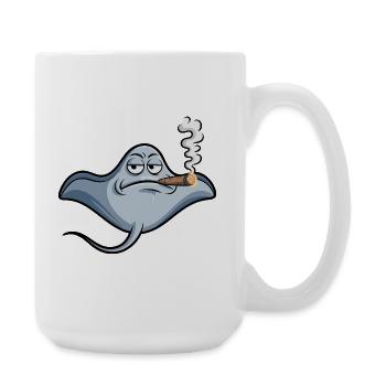 Ene Rochen Raucher Spruch Zigarette Kippe Rauchen - Große Tasse 440 ml - Weiß - Rechts