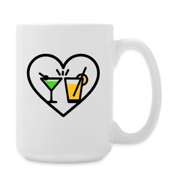 Cocktails, Coeur, Fête d’été, Plage, Cadeau - Grande tasse 440 ml - blanc - Droite
