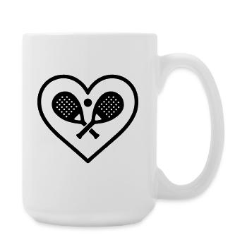 Padel Heart Crossed Rackets Sport Gift - Large Mug 440 ml - white - Right