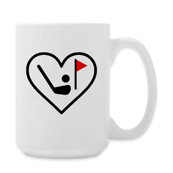 Golf Heart Club Ball Sport Geschenk - Große Tasse 440 ml - Weiß - Rechts