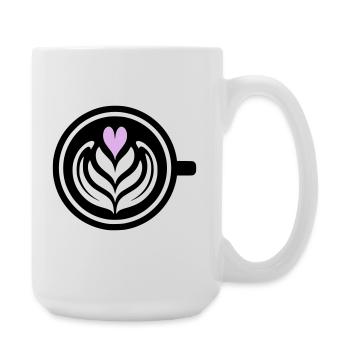 Kaffee-Liebe: Latte art Herz Vektor - Große Tasse 440 ml - Weiß - Rechts