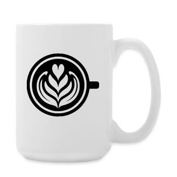 Kaffee-Liebe: Latte art Herz Vektor - Große Tasse 440 ml - Weiß - Rechts