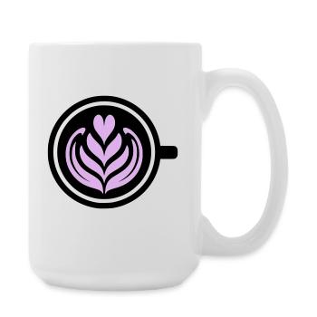 Kaffee-Liebe: Latte art Herz Vektor - Große Tasse 440 ml - Weiß - Rechts
