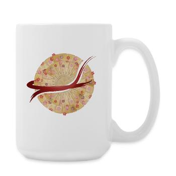 Mandala d’éventail japonais avec coup de pinceau - Grande tasse 440 ml - blanc - Droite