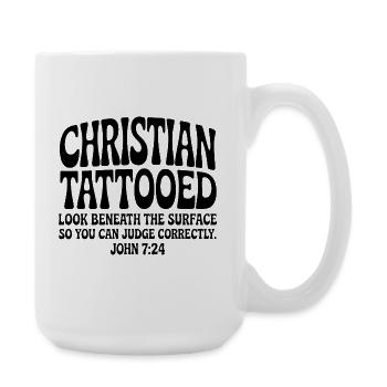 Christian Tätowiert - Große Tasse 440 ml - Weiß - Rechts