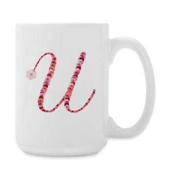 Romantic floral monogram "U" - Large Mug 440 ml - white - Right