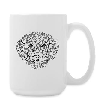 Hund Mandala mit detailreicher Ornamentik - Große Tasse 440 ml - Weiß - Rechts