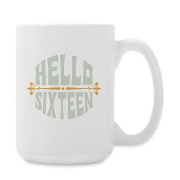 Hello Sixteen 16 Years Retro - Large Mug 440 ml - white - Right