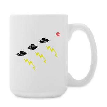 UFO Invasion Blitz Angriff Alien Vektor - Große Tasse 440 ml - Weiß - Rechts