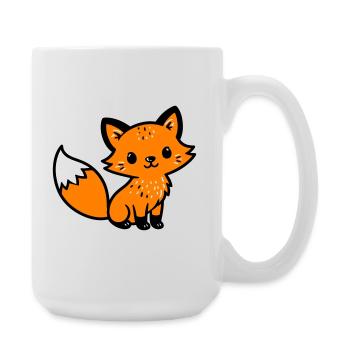 Fuchs Niedlich Comic - Große Tasse 440 ml - Weiß - Rechts