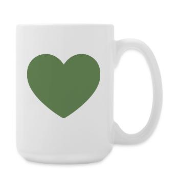 green heart green gift valentine's day - Large Mug 440 ml - white - Right