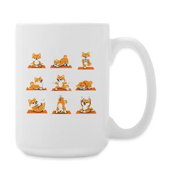 Shiba Inu Yoga Poses Funny Dog Sports - Large Mug 440 ml - white - Right