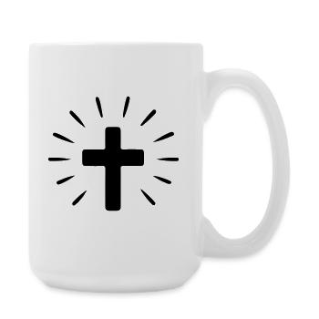 Kreuz Heilig Glaube - Große Tasse 440 ml - Weiß - Rechts