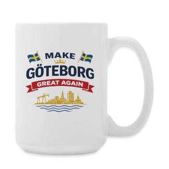 Gothenburg Silhouette with Swedish Flags - Large Mug 440 ml - white - Right