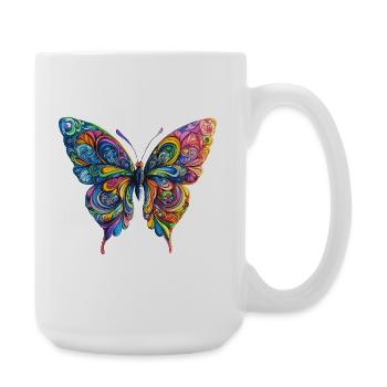 Bunter Farbenschmetterling - Große Tasse 440 ml - Weiß - Rechts