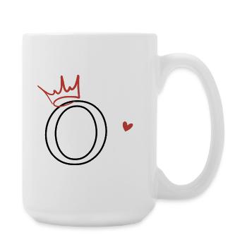Buchstabe o Kronenherz - Große Tasse 440 ml - Weiß - Rechts