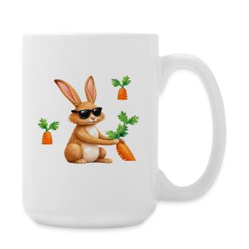 Un lapin avec des lunettes de soleil et une carotte - Grande tasse 440 ml - blanc - Droite