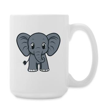 Cute Elephant Cartoon Print - Large Mug 440 ml - white - Right