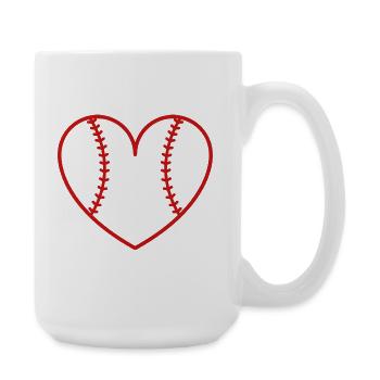Baseball softball heart - Large Mug 440 ml - white - Right