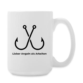 Lieber Angelne als Arbeiten - Große Tasse 440 ml - Weiß - Rechts