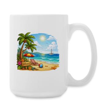 Welcome to the tropical beach - Large Mug 440 ml - white - Right