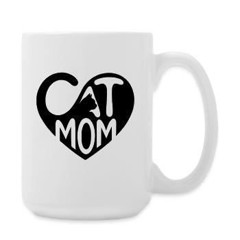 Cat Mom, Cat Mom Heart - Large Mug 440 ml - white - Right
