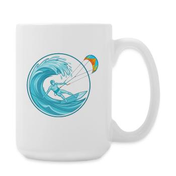 Kitesurfing Ocean Wave - Extreme Water Sports - Large Mug 440 ml - white - Right