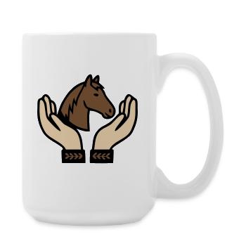 Hands Holding Horse Equestrian - Large Mug 440 ml - white - Right