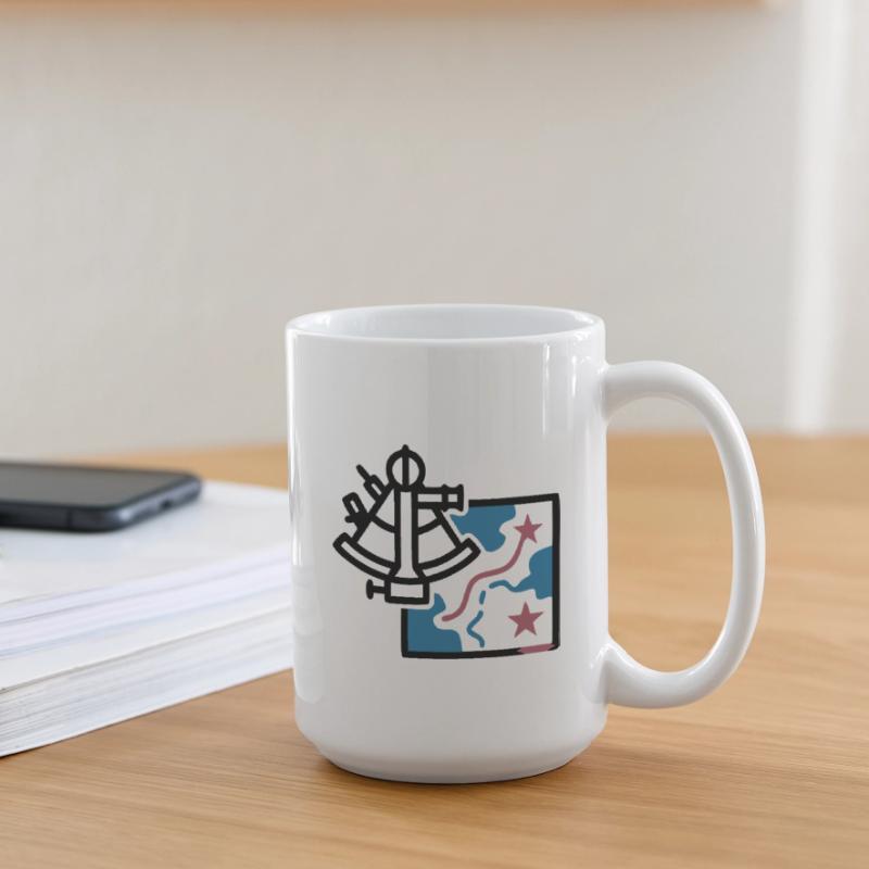 Sextant Navigation Map Vector Large Mug 440 ml