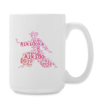 The Aikido students and Aikido fit together - Large Mug 440 ml - white - Right