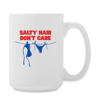 Chemise de plage d’été « Cheveux salés s’en fiche » - Grande tasse 440 ml - blanc - Droite