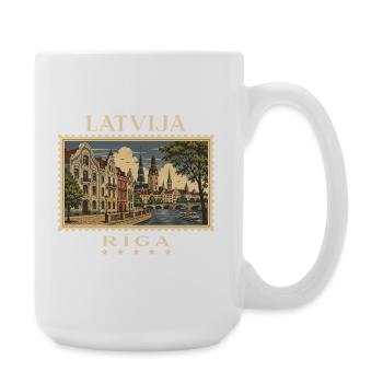 Lettland Riga Vintage Reisemarke - Große Tasse 440 ml - Weiß - Rechts