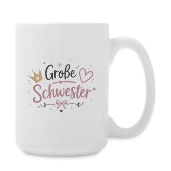 Große Schwester Herz Krone Design - Große Tasse 440 ml - Weiß - Rechts