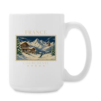 Frankreich Courchevel Vintage Reisemarke - Große Tasse 440 ml - Weiß - Rechts