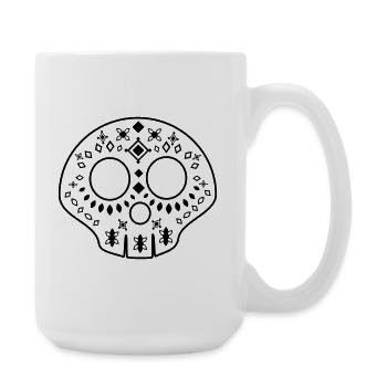 Calavera - Crâne à motifs - noir - Grande tasse 440 ml - blanc - Droite