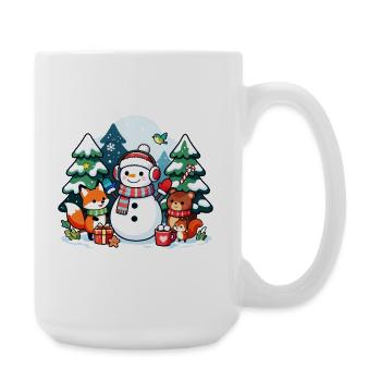 Cozy Snowman with Winter Friends - Large Mug 440 ml - white - Right
