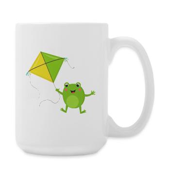 Green frog flies a kite – Fu - Large Mug 440 ml - white - Right