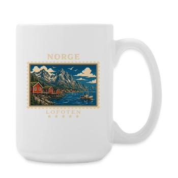 Norwegen Lofoten Vintage Reisemarke - Große Tasse 440 ml - Weiß - Rechts