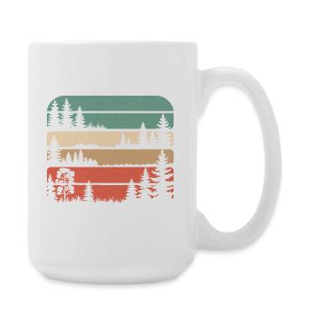 Retro Wald Natur Silhouette Bäume Wandern Geschenk - Große Tasse 440 ml - Weiß - Rechts