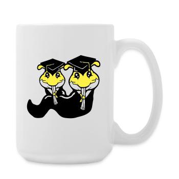 2 Raupen Schulabschluss Abitur bestanden College - Große Tasse 440 ml - Weiß - Rechts
