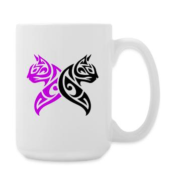 Katzen Tribal Kater Design - Große Tasse 440 ml - Weiß - Rechts